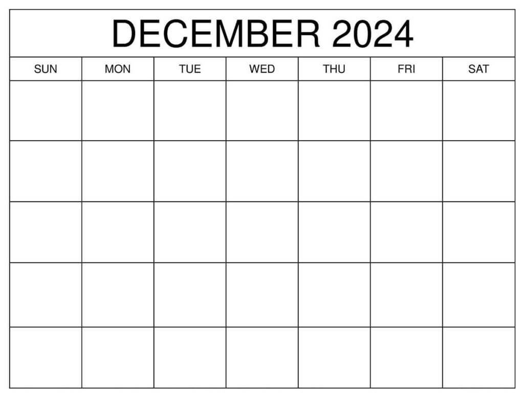 Blank December 2024 Calendar