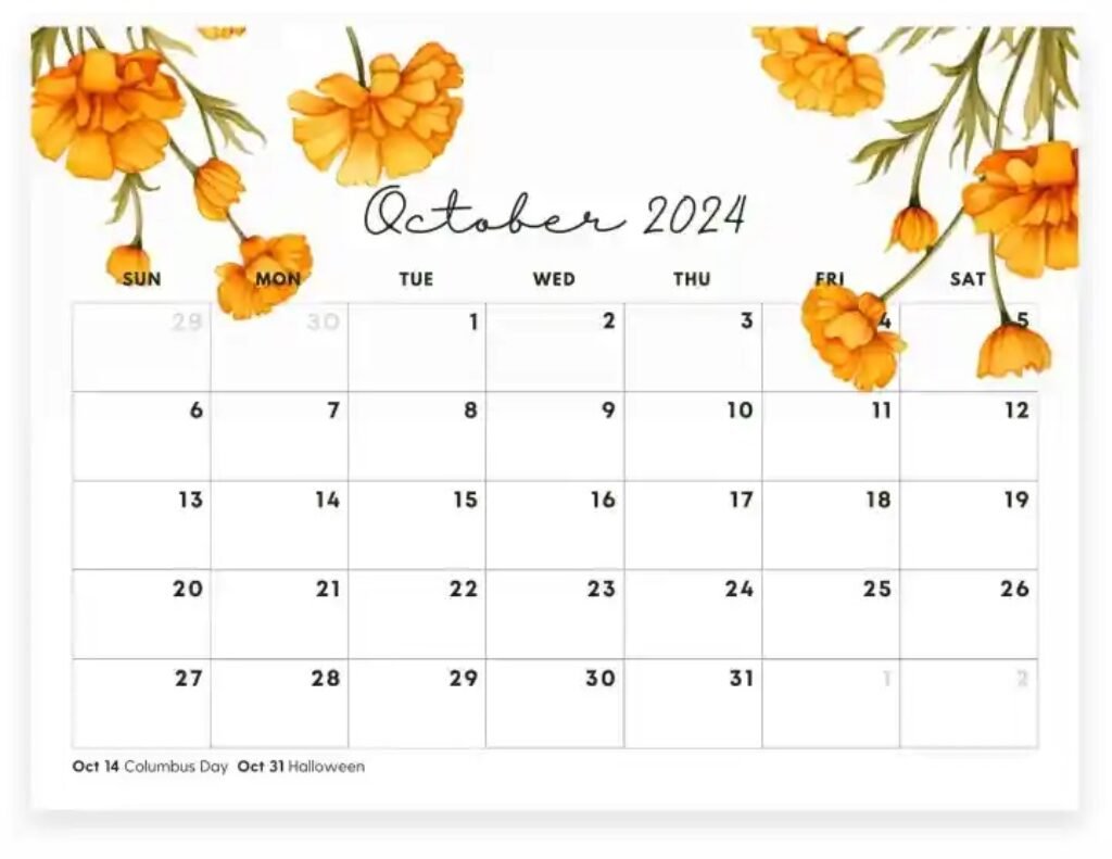 Cute October 2024 Calendar