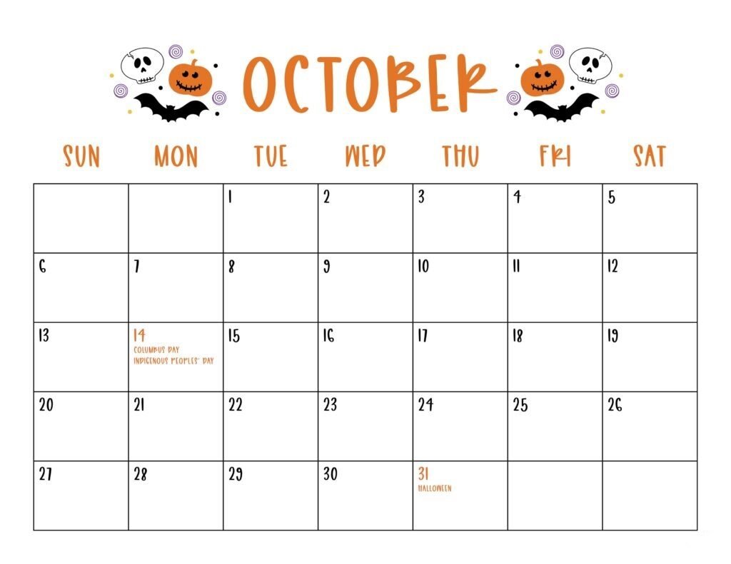 Printable October 2024 Calendar