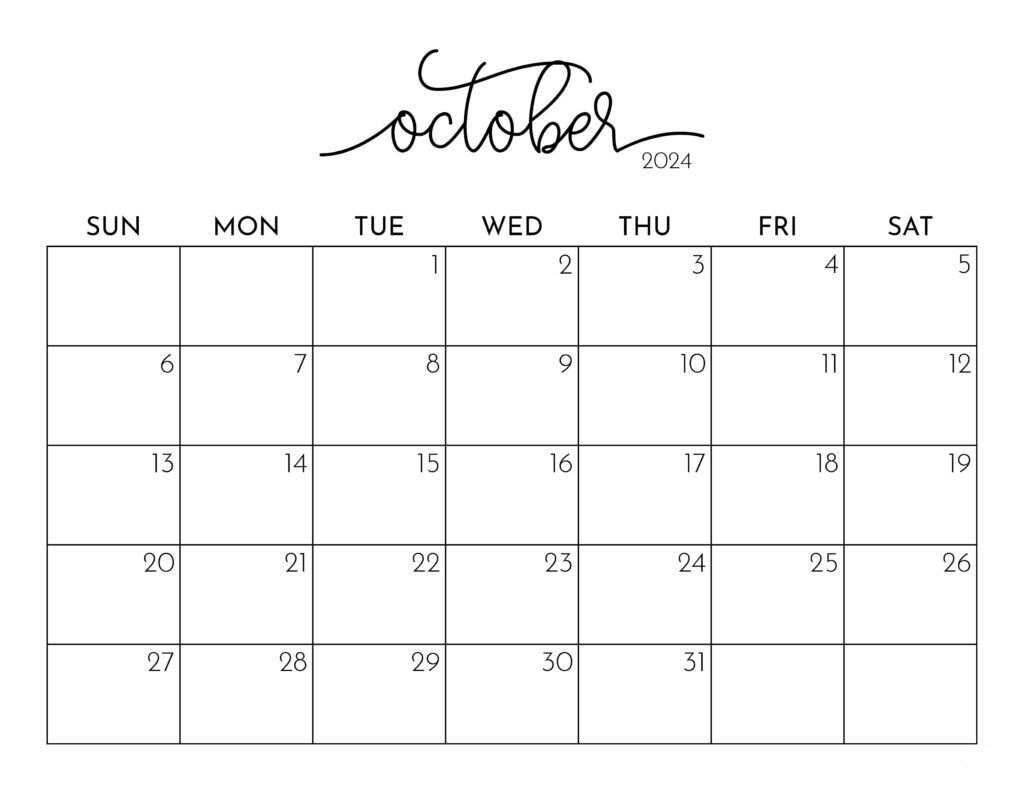 Printable October 2024 Calendar PDF