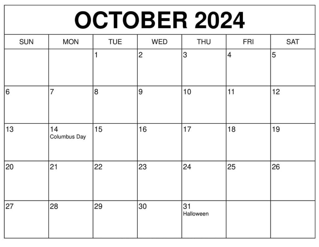 October 2024 Calendar