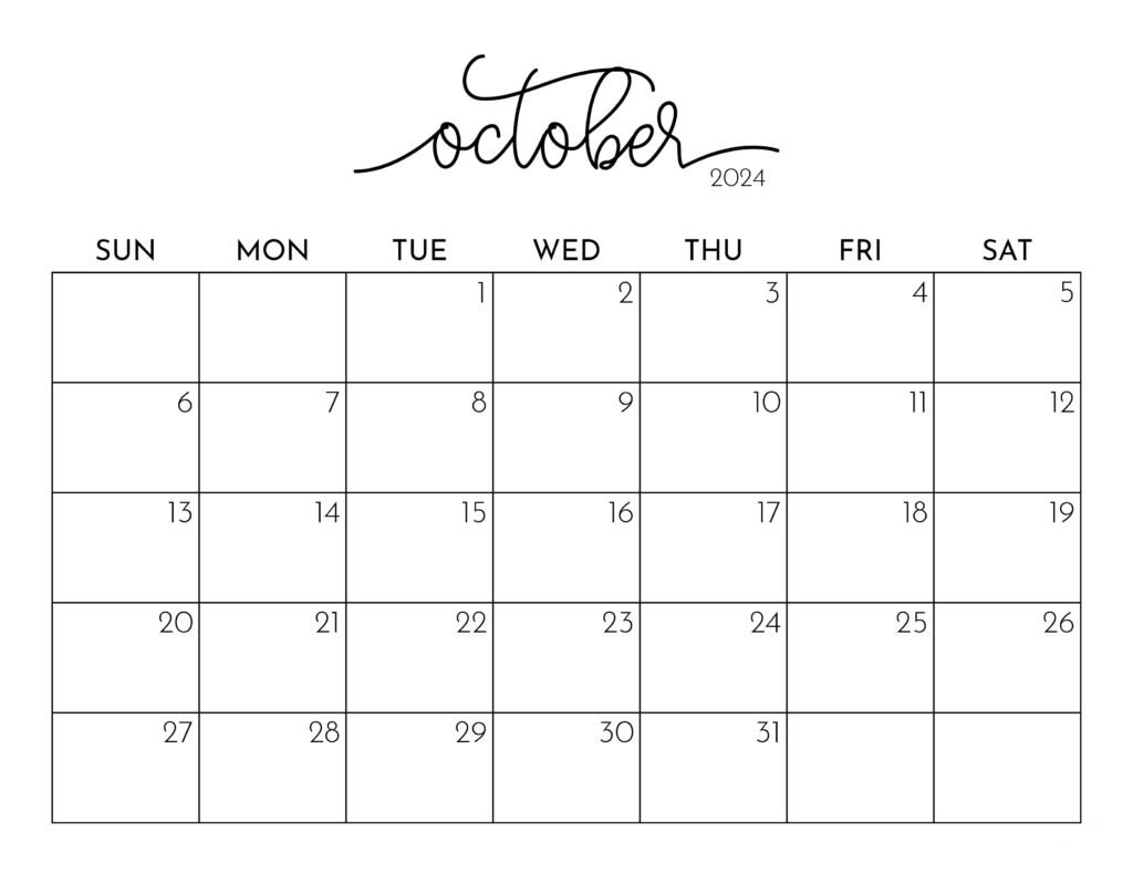 Printable October 2024 Calendar PDF